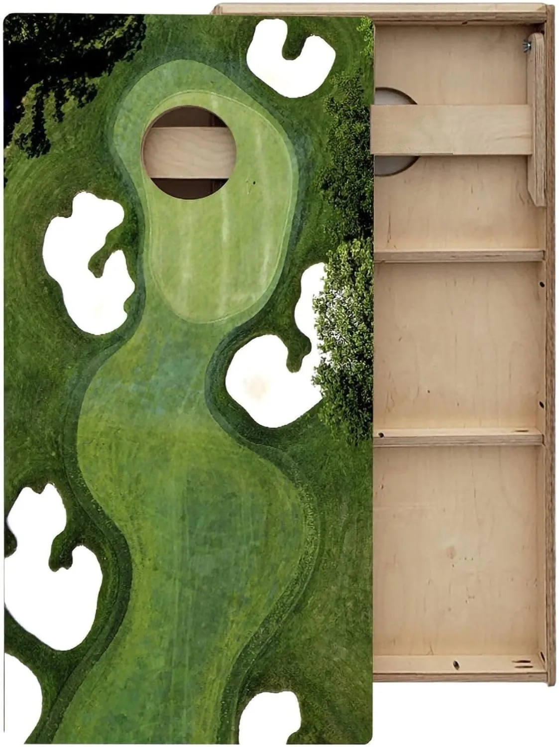Skip's Garage Golf Course Themed Cornhole Boards - Regulation Size Solid Wood Cornhole Game - Official ACA, ACL Tournament Set