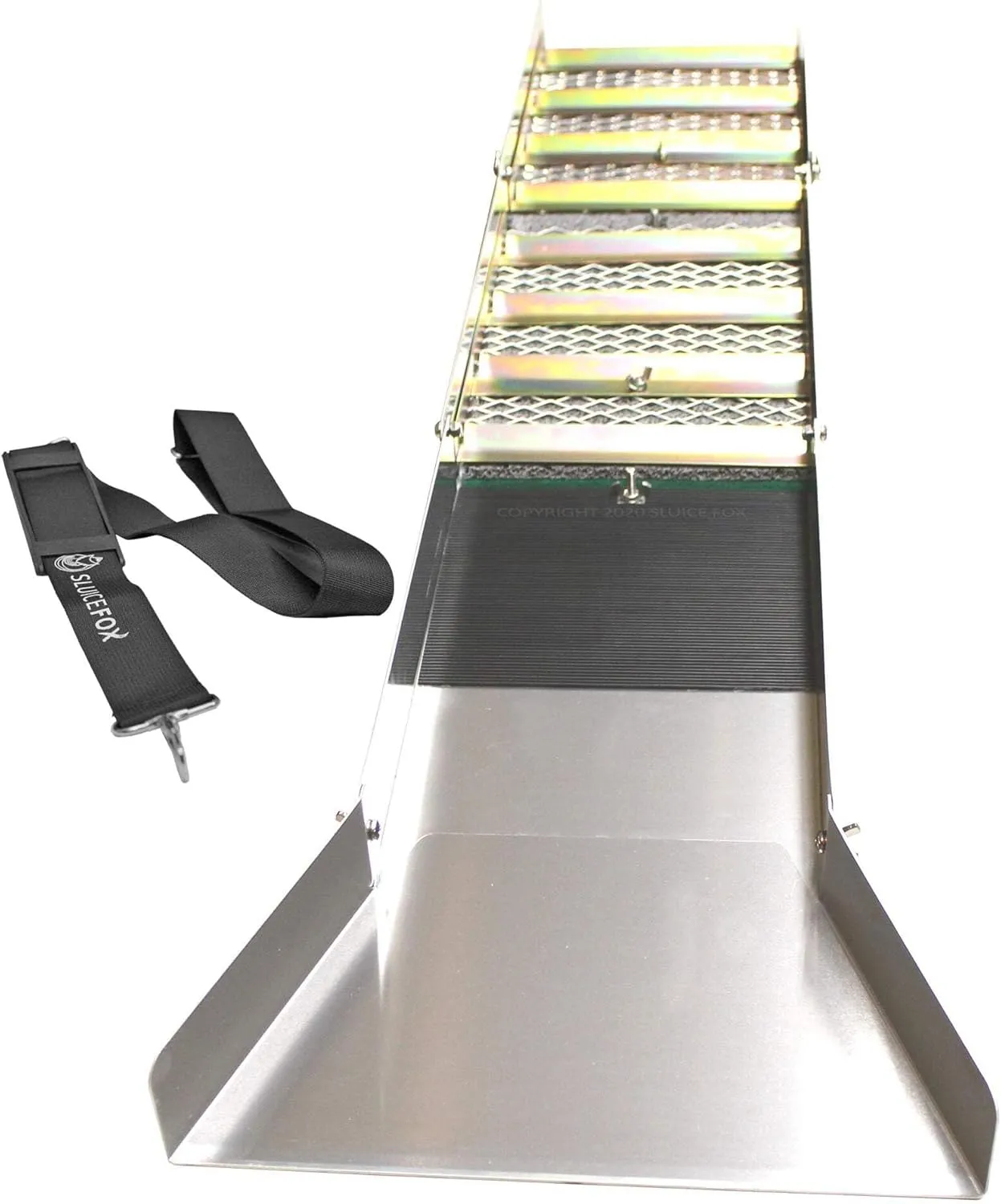 Sluice Box for Gold Mining; 50 inch Gold Prospecting Sluice; Folding Aluminum Sluice Box with Miners Moss; Large Gold Box for Gold Mining and Gold panning kit