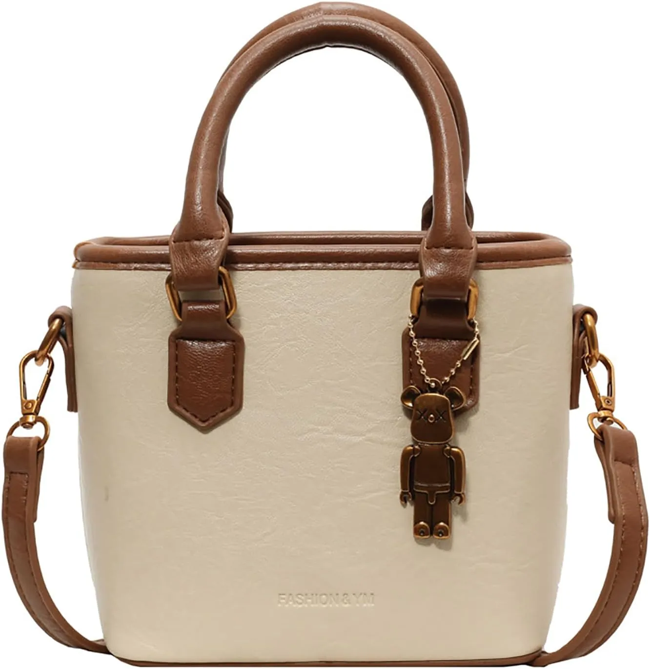 Small Crossbody Bucket Bags for Women Mini Pure Color Leather Shoulder Purses for Women with Top Handle