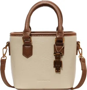 Small Crossbody Bucket Bags for Women Mini Pure Color Leather Shoulder Purses for Women with Top Handle