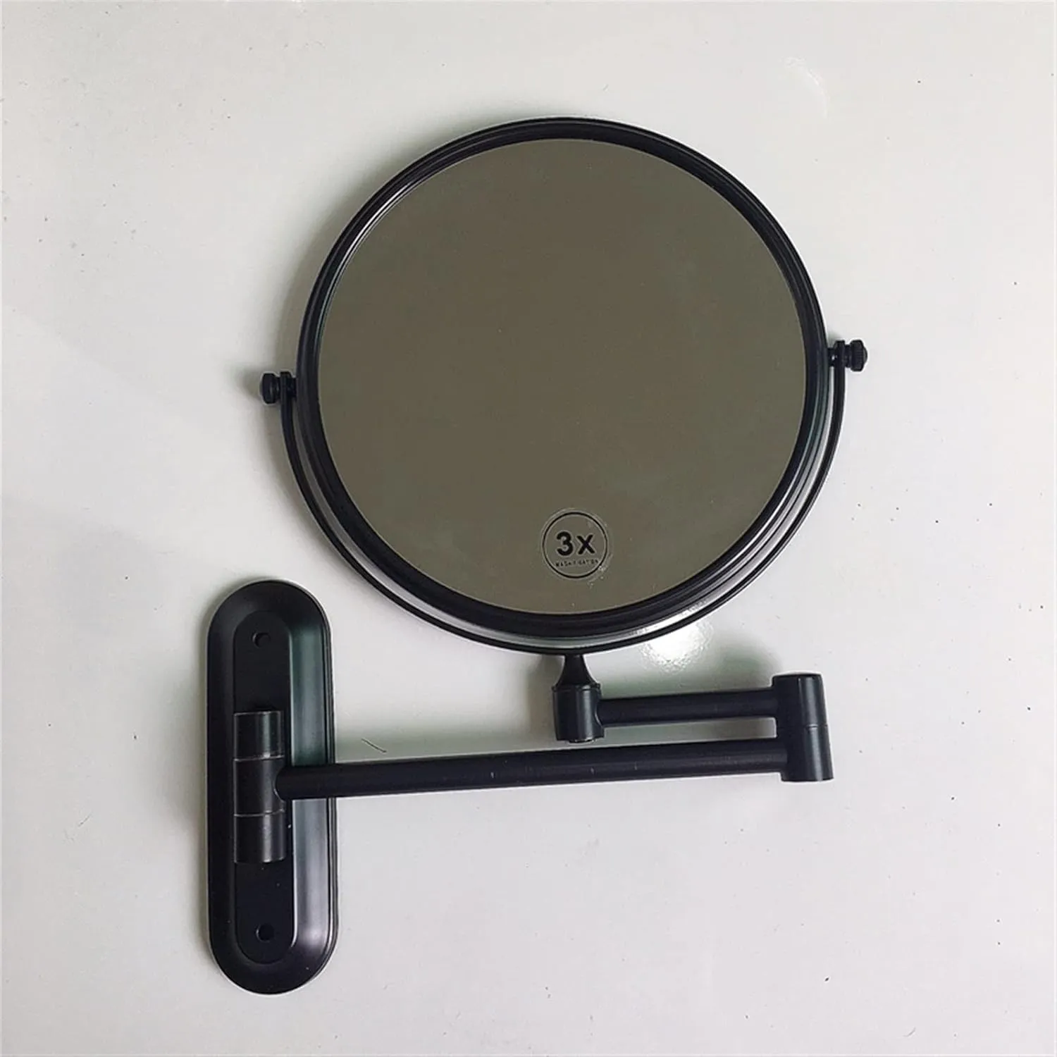 Small Mirror Travel Mirror Make up Mirror, Black Makeup Mirror Brass 3 x Magnifying Mirror Folding Bathroom Accessories Wall Mounted 360 Rotate Round Mirror(Black)