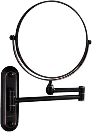 Small Mirror Travel Mirror Make up Mirror, Black Makeup Mirror Brass 3 x Magnifying Mirror Folding Bathroom Accessories Wall Mounted 360 Rotate Round Mirror(Black)