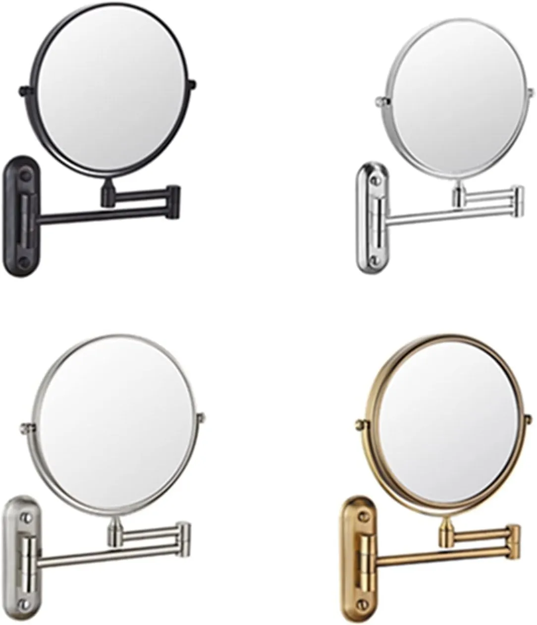 Small Mirror Travel Mirror Make up Mirror, Black Makeup Mirror Brass 3 x Magnifying Mirror Folding Bathroom Accessories Wall Mounted 360 Rotate Round Mirror(Black)
