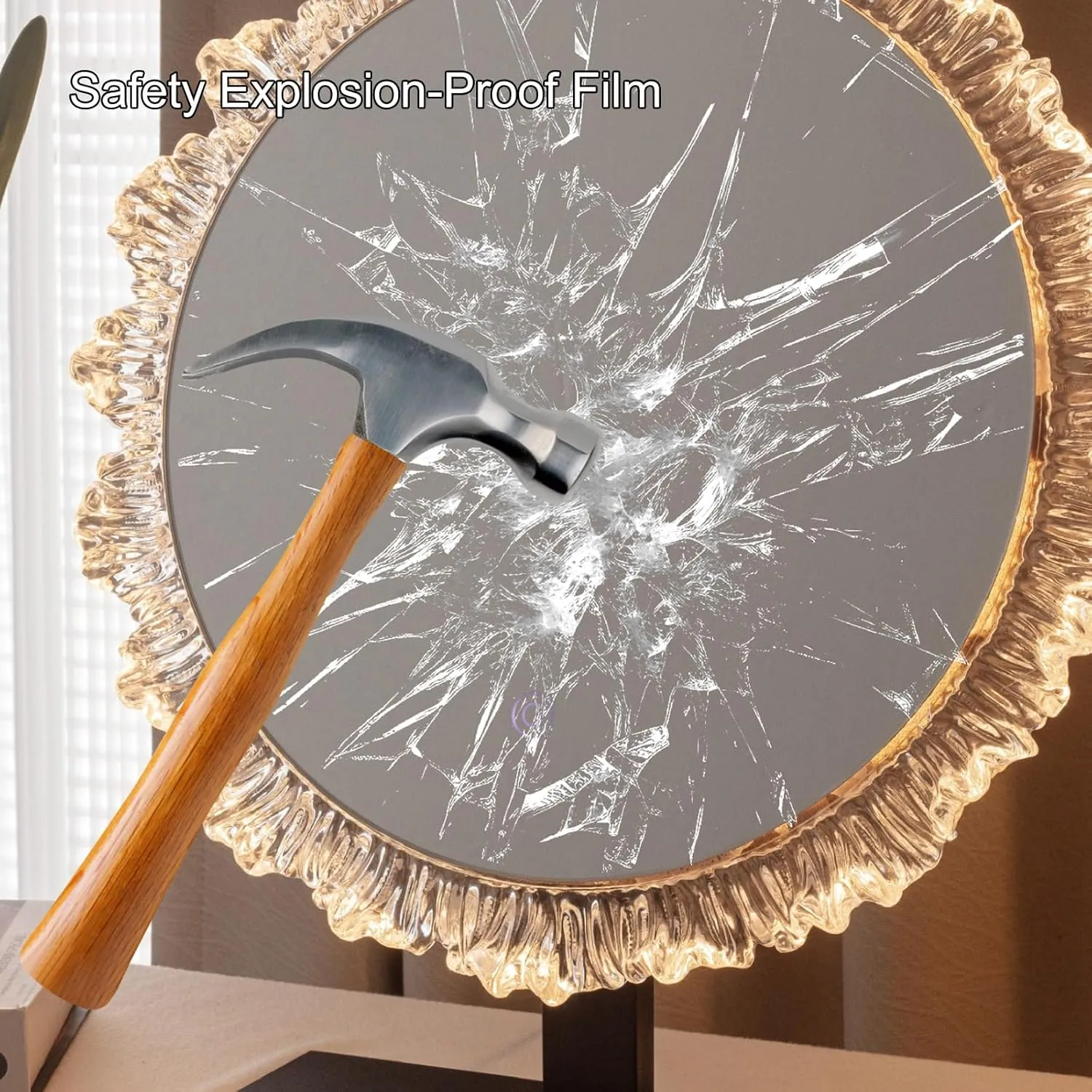 Smart LED Makeup Mirror with Adjustable Light, 3 Color Temperatures Crystal Frame, Beauty Mirror for Dressing Table & Beauty Lovers(Black,43 * 49cm/16.9 * 19.2in)