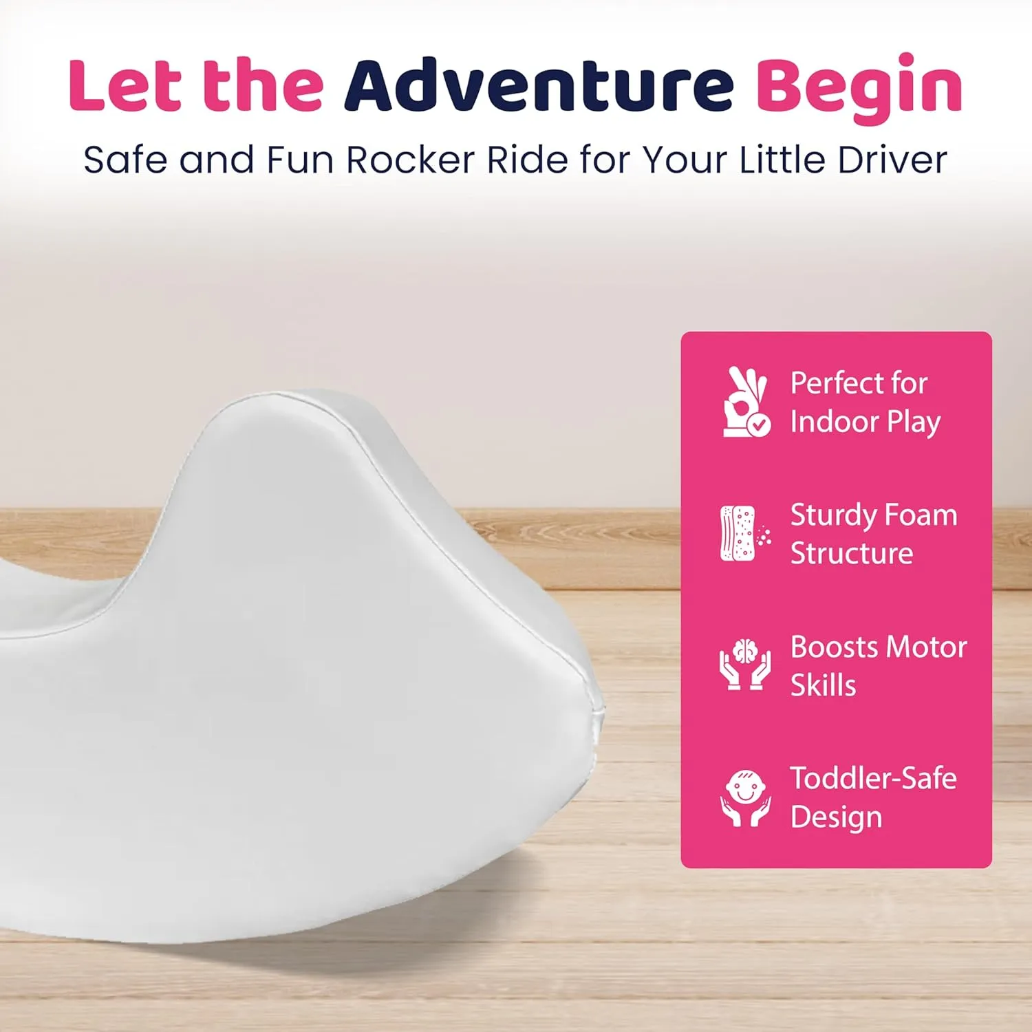 Soft Play Rocker Car - Fun Foam Rocking Car for Toddlers & Kids, Safe & Durable - Made in The USA - Ideal for Playrooms, Daycares, & Sensory Development (Baby Blue)