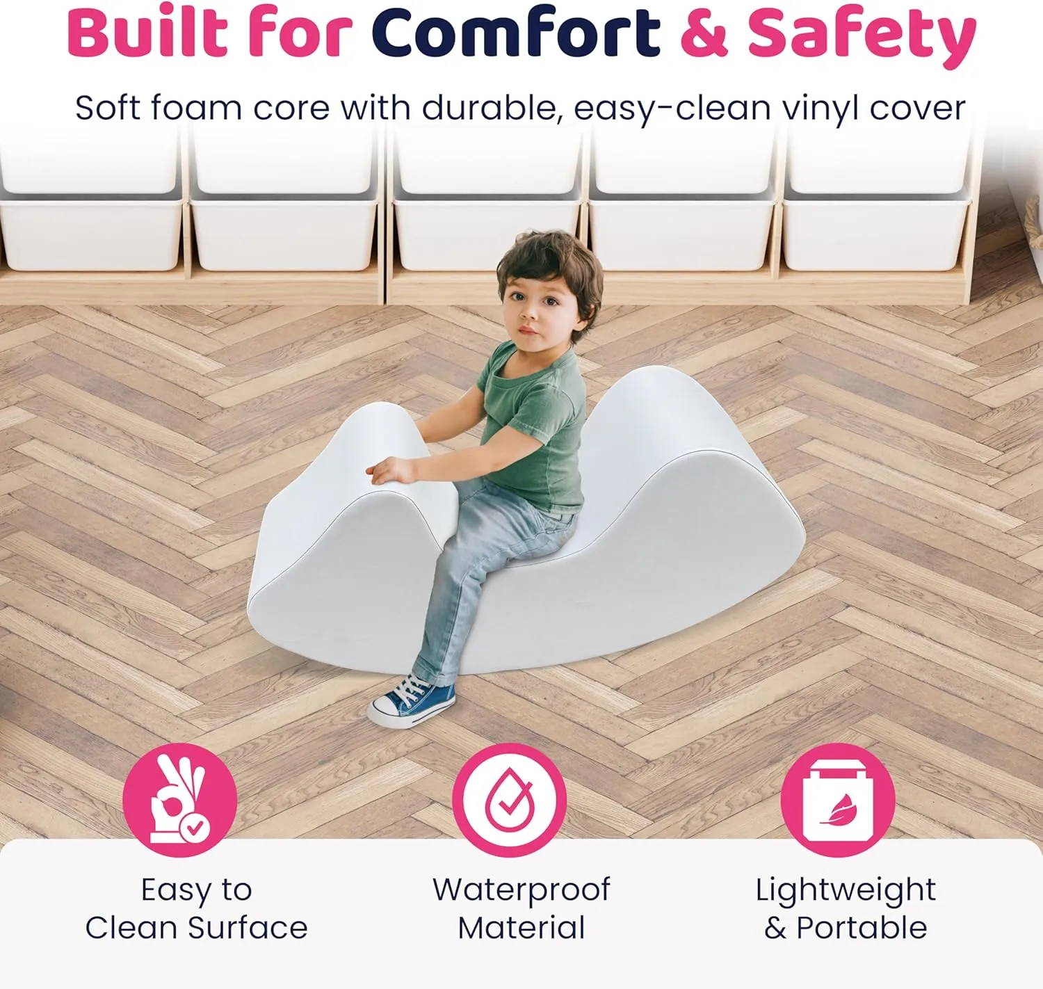 Soft Play Rocker Car - Fun Foam Rocking Car for Toddlers & Kids, Safe & Durable - Made in The USA - Ideal for Playrooms, Daycares, & Sensory Development (Baby Blue)