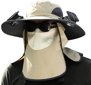 Solar Fan Hat for Men Women, Outdoor Fishing Wide Brim Sun Hat with Fan Built in Solar Power UPF 50  Fishing & Beach