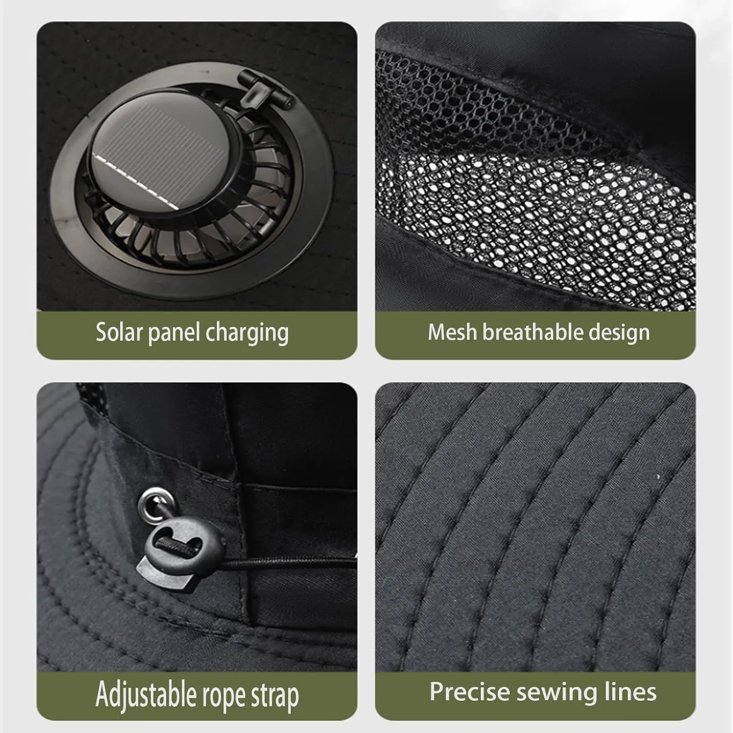Solar Fan hat, Hat with Fans Solar Power, Wide Edge Sun hat, Sun Bucket hat with 2 Solar Universal Fans, Worth Buying.