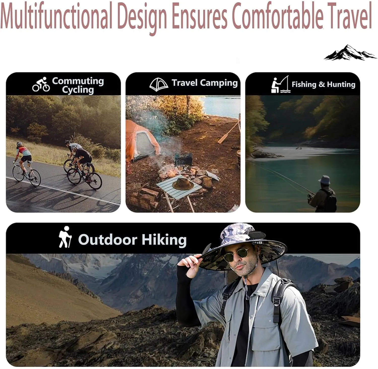 Solar Fan hat, Hat with Fans Solar Power, Wide Edge Sun hat, Sun Bucket hat with 2 Solar Universal Fans, Worth Buying.