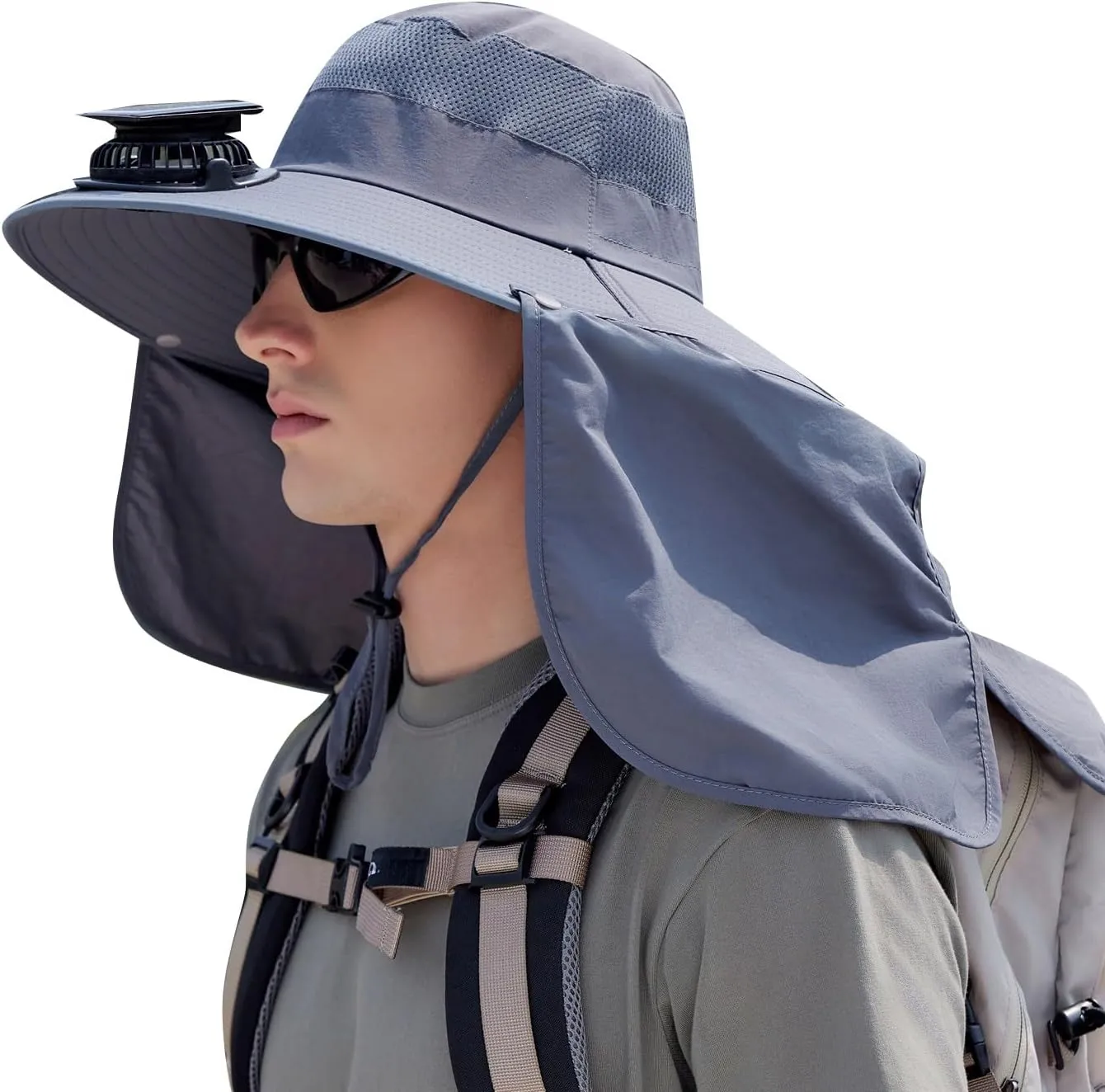 Solar Fan Hat Wide Brim Solar Fan Hat Outdoor Sun Hats for Men Women UPF 50  Bucket Fishing Hat for Hiking Camping