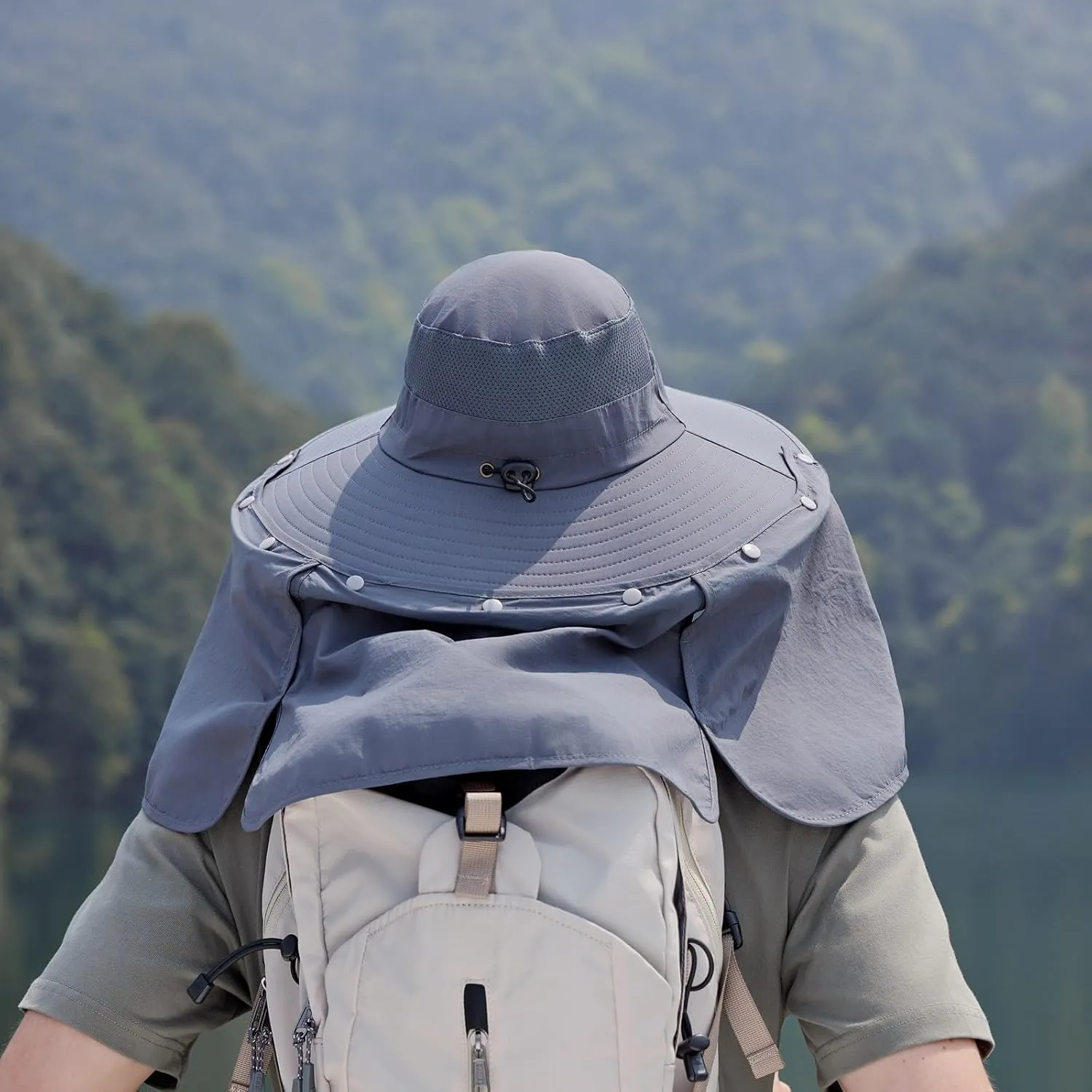 Solar Fan Hat Wide Brim Solar Fan Hat Outdoor Sun Hats for Men Women UPF 50  Bucket Fishing Hat for Hiking Camping