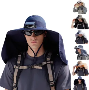 Solar Fan Hat Wide Brim Solar Fan Hat Outdoor Sun Hats for Men Women UPF 50  Bucket Fishing Hat for Hiking Camping
