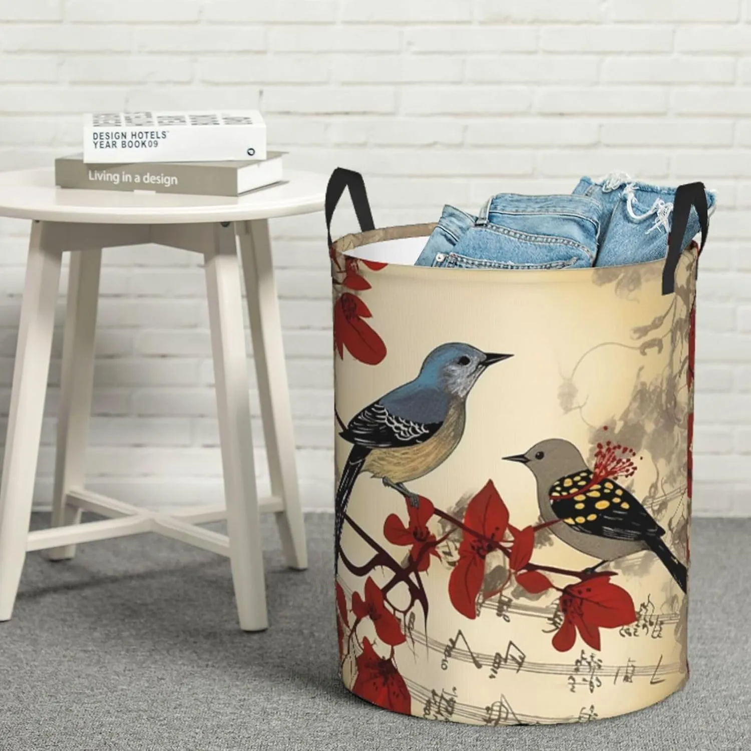 Songbirds Laundry Basket With Handles Foldable Oxford Cloth Tote Bag Laundry Hamper Waterproof Clothes Storage Bucket Toy Organizer For Laundry Room/Bathroom/Bedroom/Dormitories