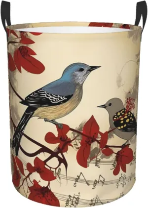 Songbirds Laundry Basket With Handles Foldable Oxford Cloth Tote Bag Laundry Hamper Waterproof Clothes Storage Bucket Toy Organizer For Laundry Room/Bathroom/Bedroom/Dormitories