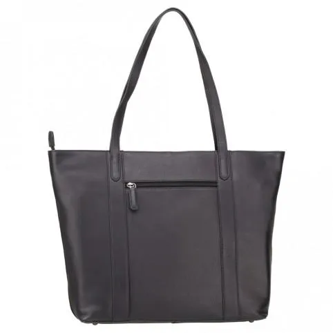 Sophia - 13" Womens Leather Laptop Tote Bag- Black