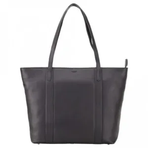 Sophia - 13" Womens Leather Laptop Tote Bag- Black