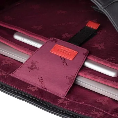 Sophia - 13" Womens Leather Laptop Tote Bag- Black