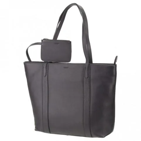 Sophia - 13" Womens Leather Laptop Tote Bag- Black