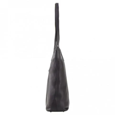 Sophia - 13" Womens Leather Laptop Tote Bag- Black