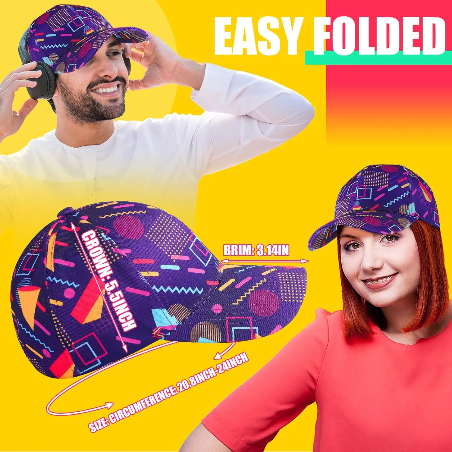 Sotiff 2 Pcs Retro 80s 90s Outfits for Women Men 80s Fanny Pack and Hat 90s Costumes Adjustable Waist Bag Bucket Hats for 90s Themed Party(Stylish Style)