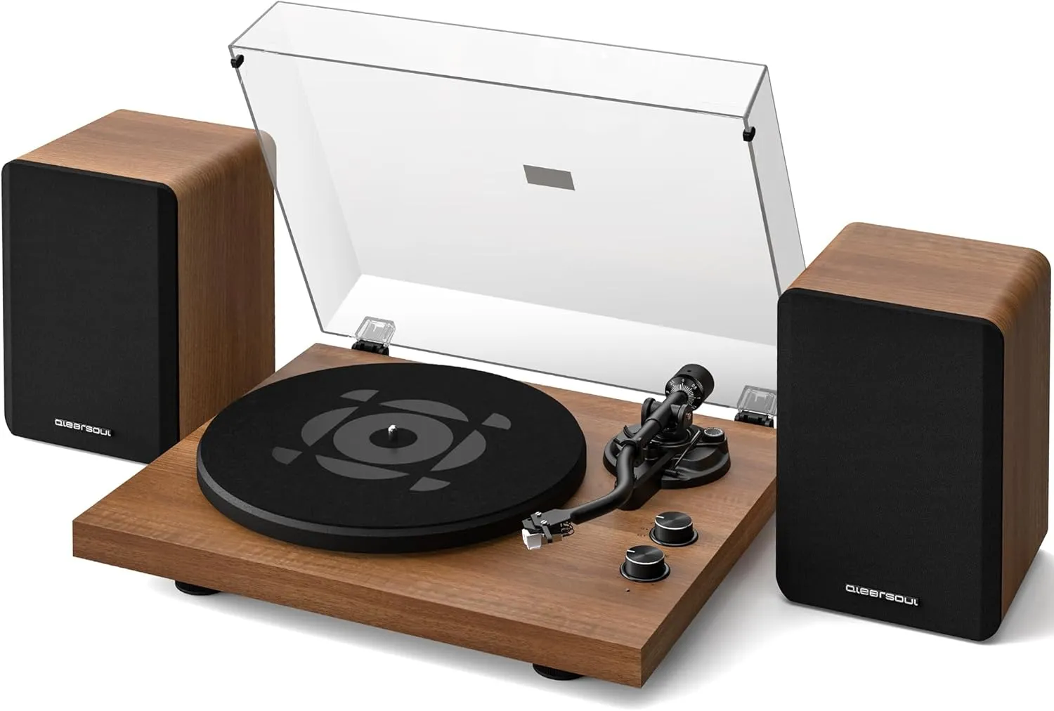 SoulBox S1 Vinyl Record Player with Stereo Speakers, Turntable with Built-in Preamp, S-Shaped Tonearm, 33/45 RPM