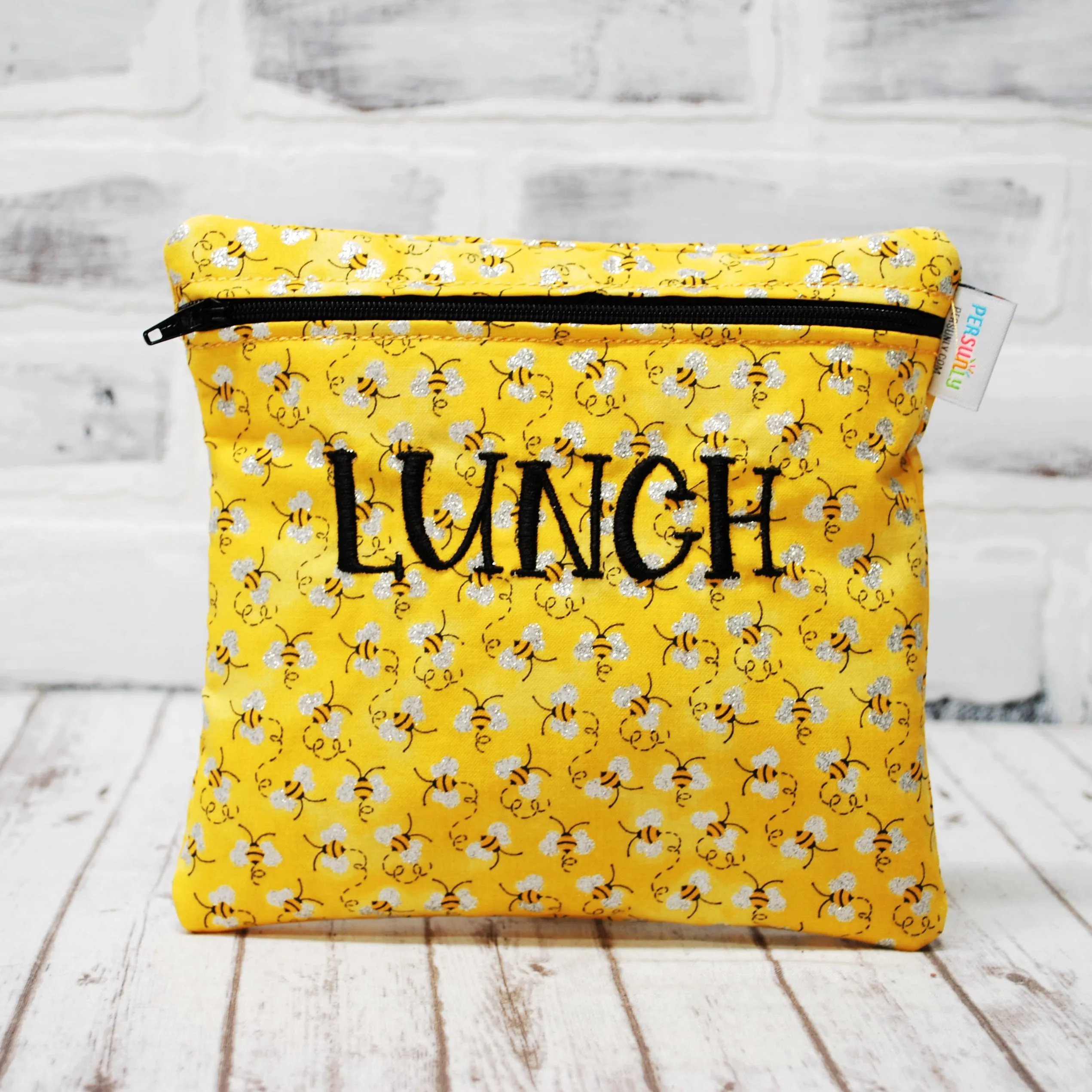 Sparkly Bees Standard Sizes Personalized Reusable Food Bag