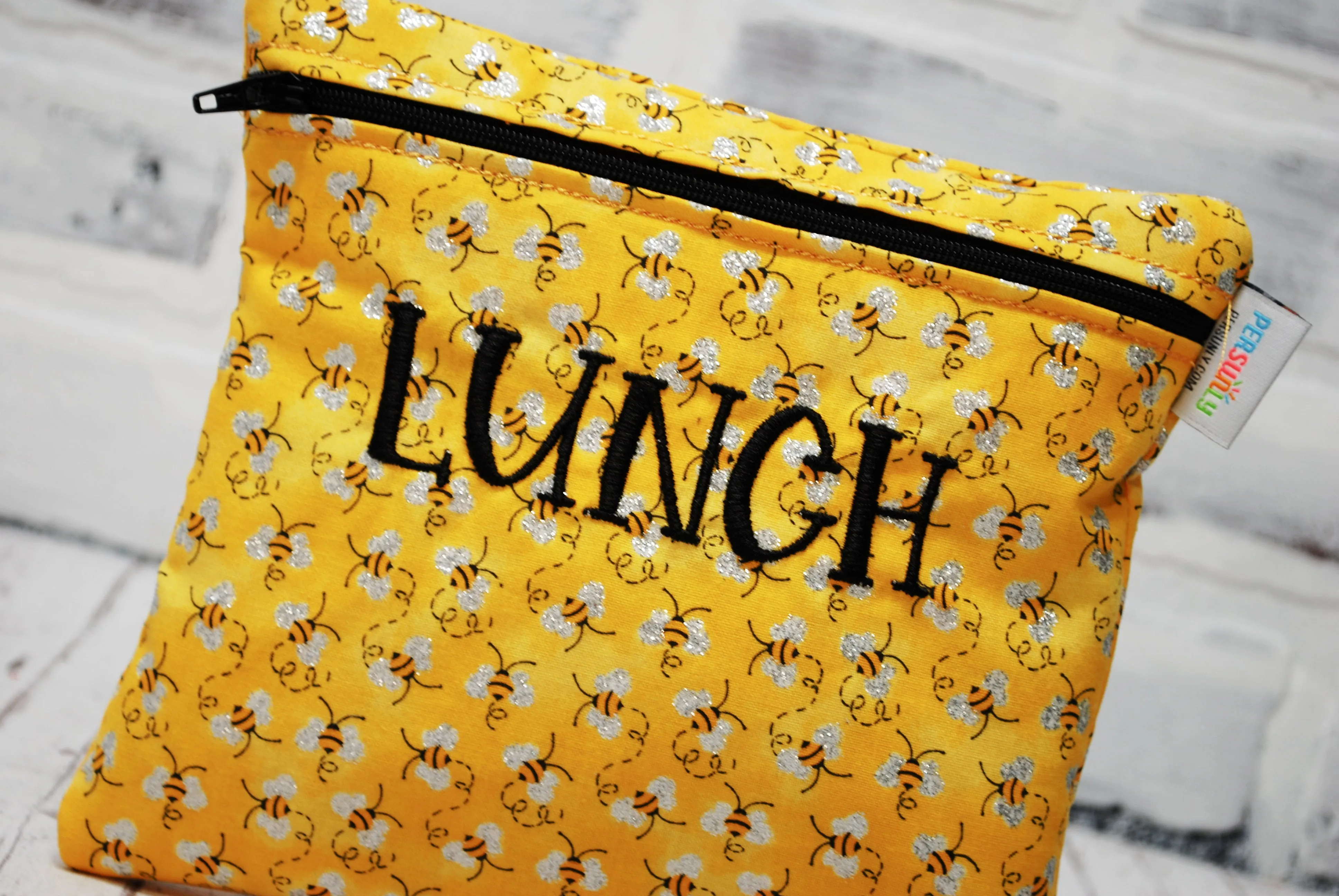 Sparkly Bees Standard Sizes Personalized Reusable Food Bag