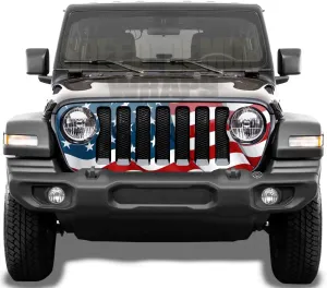 Speed Demon Hot Rod Shop American Flag Grill Wraps fits Jeep Wrangler JL 2018-2019 v2