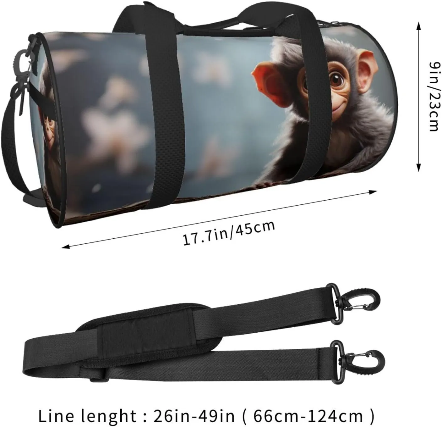 Sports Gym Bag for Women Men Travel Duffel Bag Tote Weekender Bag Carry on Overnight Bag for Travel Swimming Fitness Workout Sports cute monkey Duffle Bag