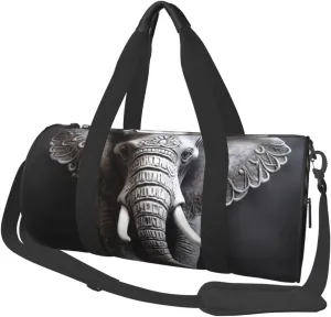 Sports Gym Bag for Women Men Travel Duffel Bag Tote Weekender Bag Carry on Overnight Bag for Travel Swimming Fitness Workout Sports Gray Elephant Duffle Bag