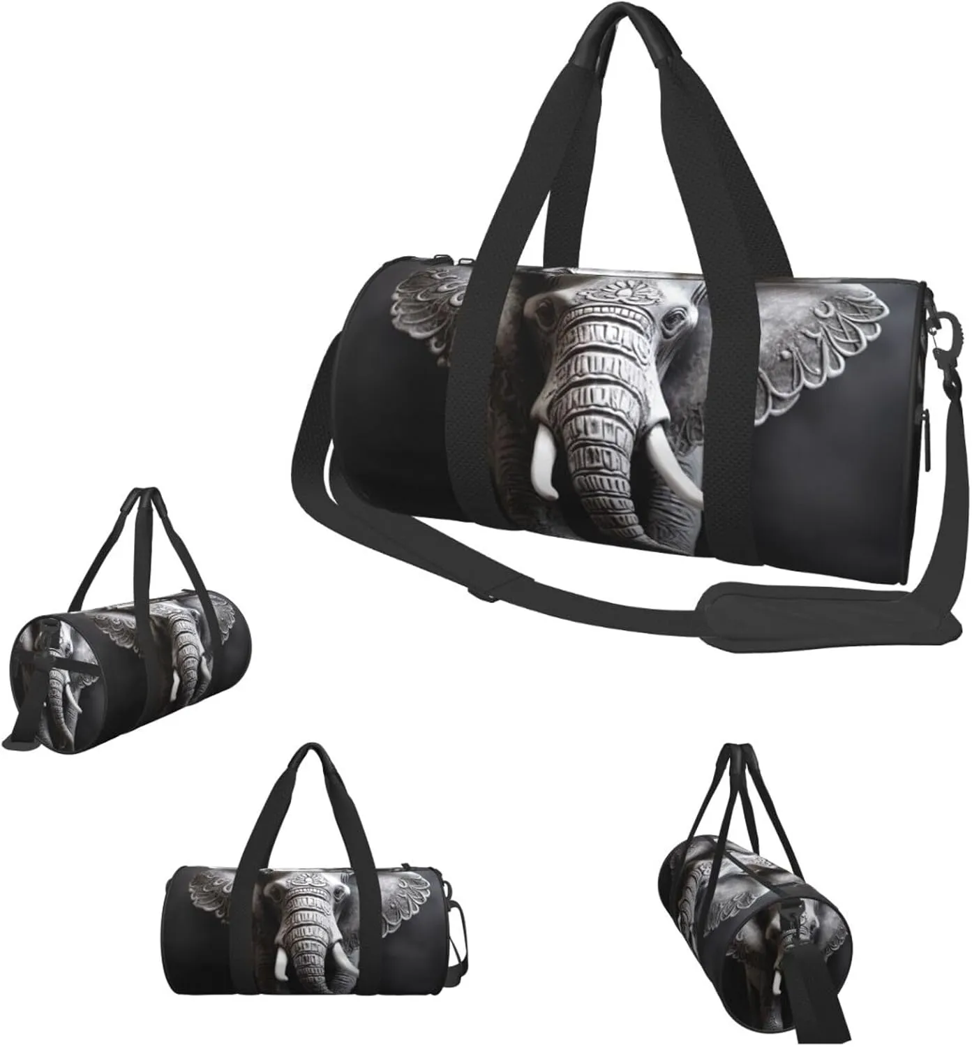 Sports Gym Bag for Women Men Travel Duffel Bag Tote Weekender Bag Carry on Overnight Bag for Travel Swimming Fitness Workout Sports Gray Elephant Duffle Bag