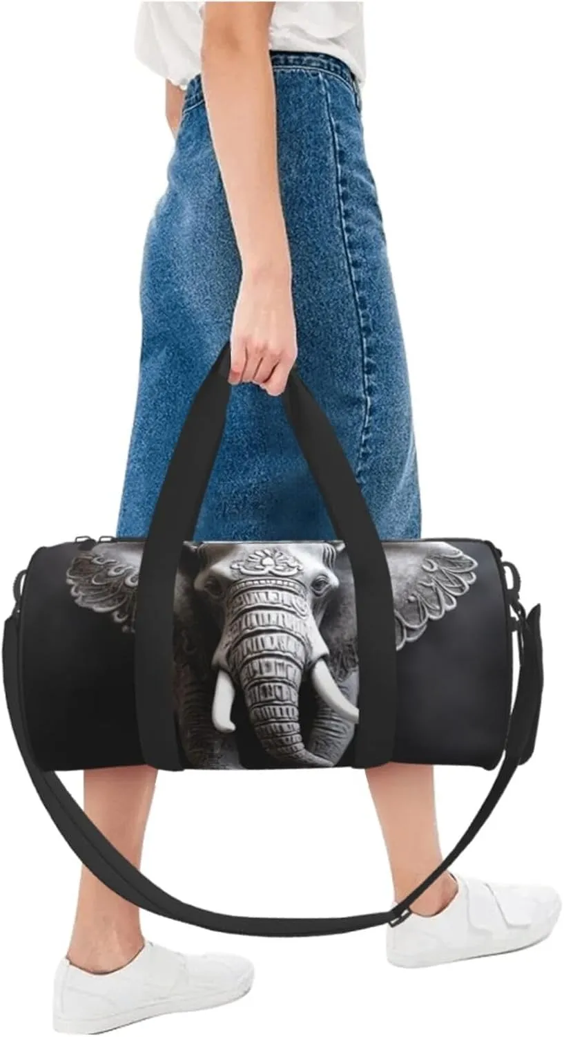 Sports Gym Bag for Women Men Travel Duffel Bag Tote Weekender Bag Carry on Overnight Bag for Travel Swimming Fitness Workout Sports Gray Elephant Duffle Bag