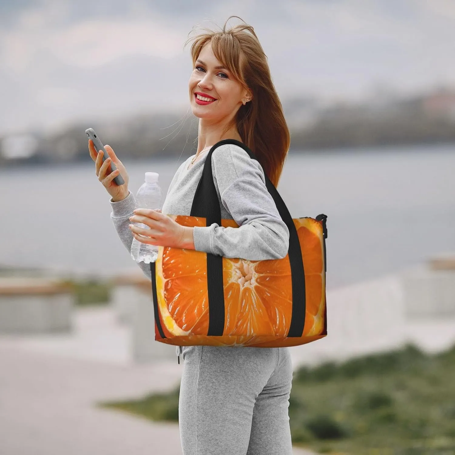 Sports Gym Bag for Women Men Travel Duffel Bag Tote Weekender Bag Carry on Overnight Bag for Travel Swimming Fitness Workout Sports Orange Slice Duffle Bag