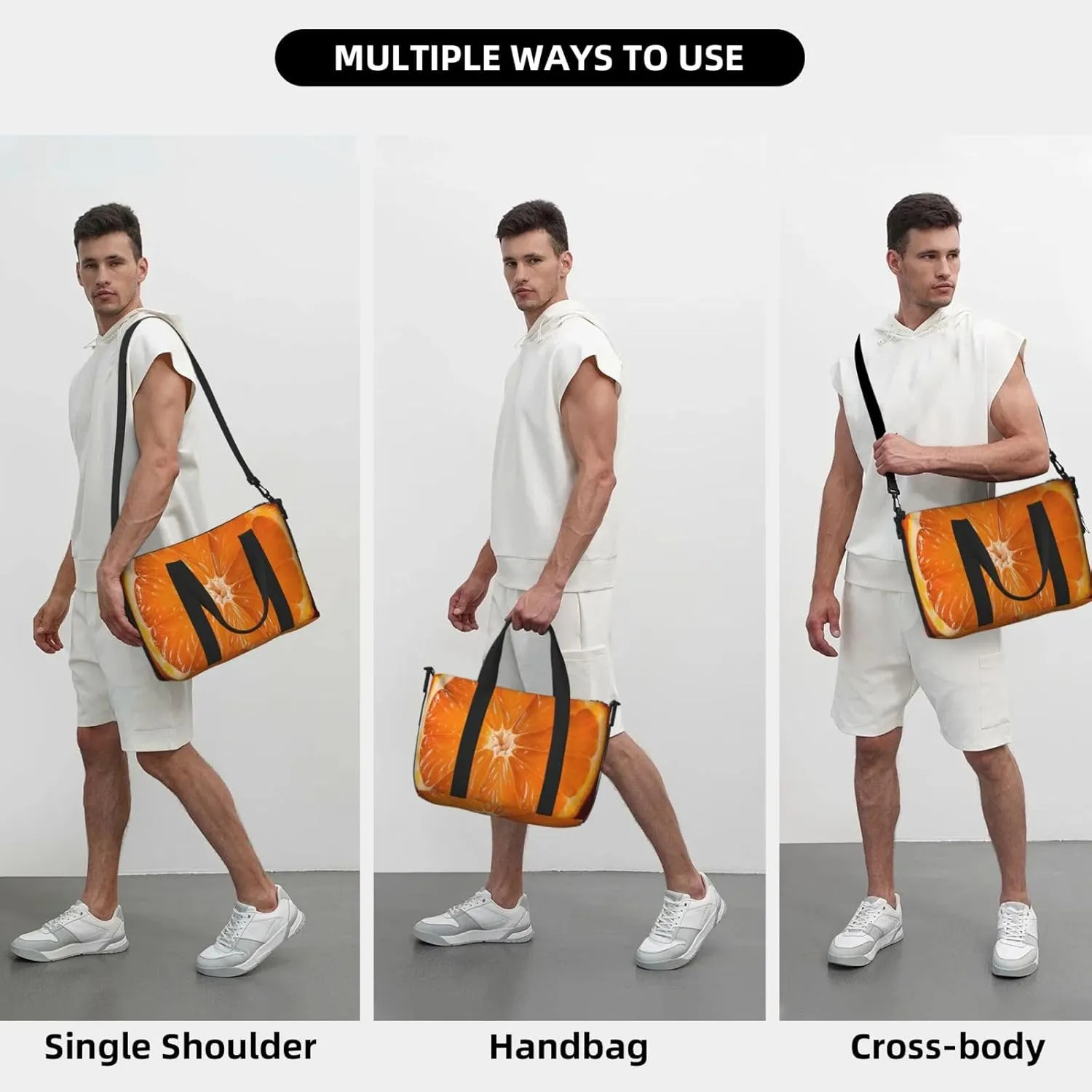 Sports Gym Bag for Women Men Travel Duffel Bag Tote Weekender Bag Carry on Overnight Bag for Travel Swimming Fitness Workout Sports Orange Slice Duffle Bag