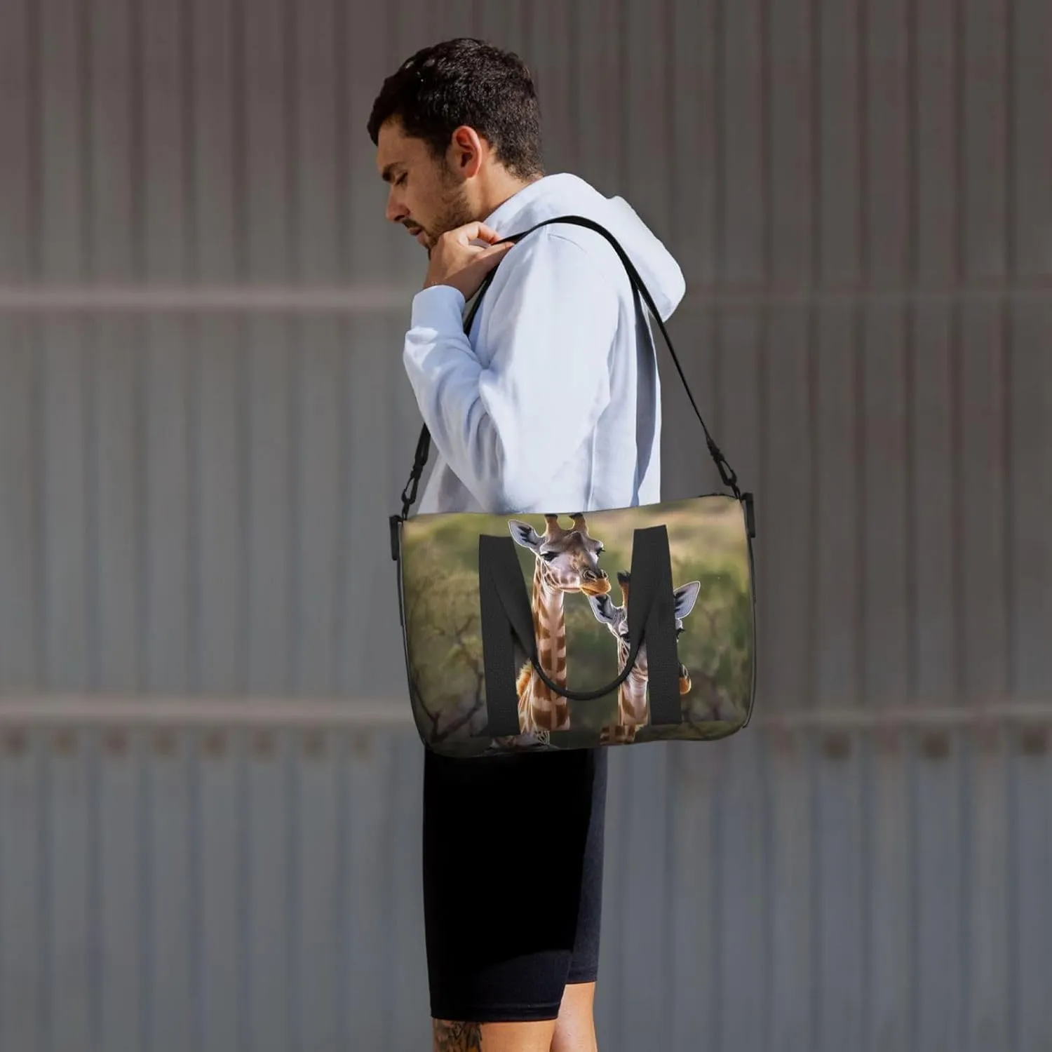 Sports Gym Bag for Women Men Travel Duffel Bag Tote Weekender Bag Carry on Overnight Bag for Travel Swimming Fitness Workout Sports Two Giraffes Duffle Bag