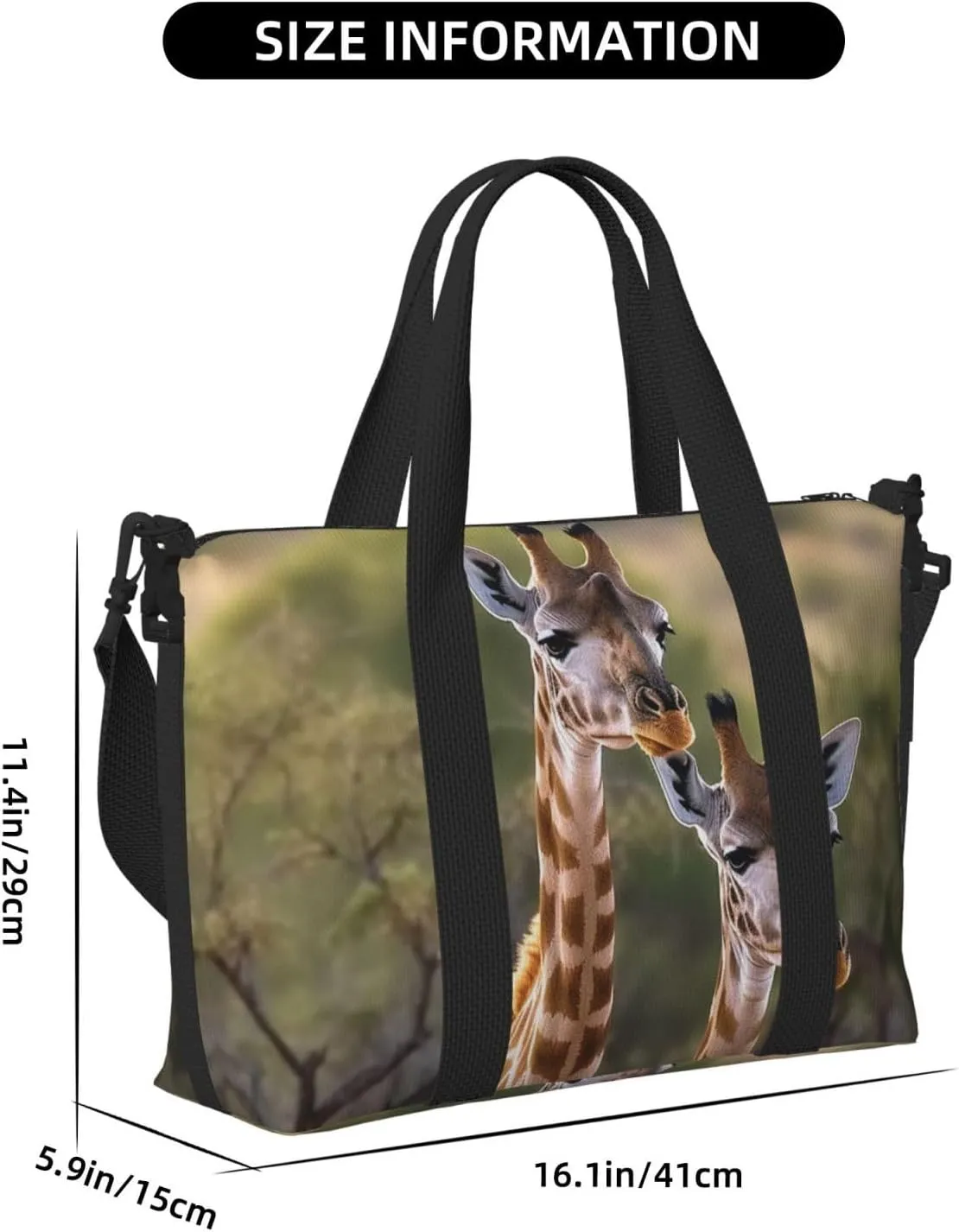 Sports Gym Bag for Women Men Travel Duffel Bag Tote Weekender Bag Carry on Overnight Bag for Travel Swimming Fitness Workout Sports Two Giraffes Duffle Bag
