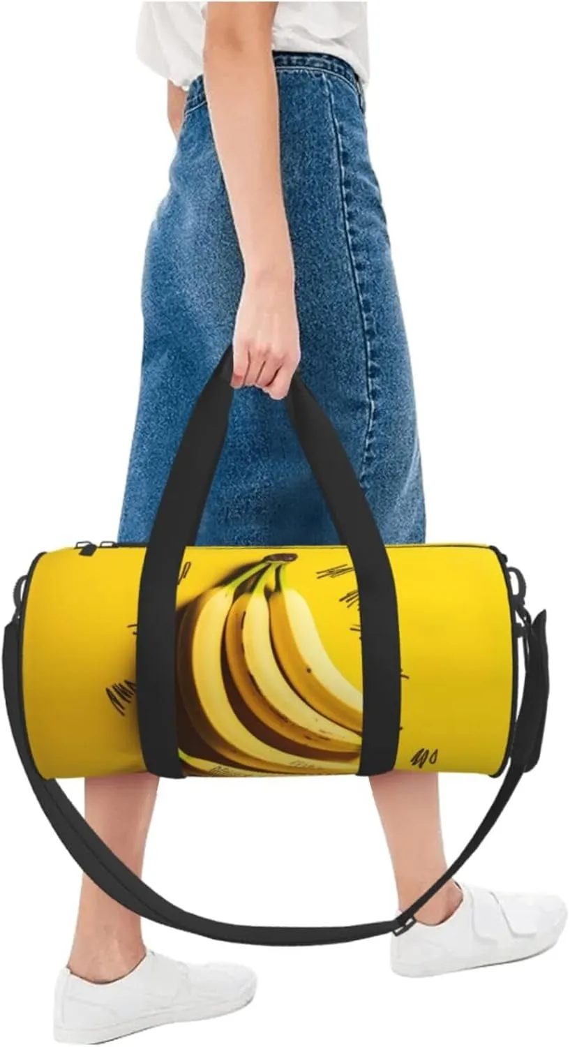 Sports Gym Bag for Women Men Travel Duffel Bag Tote Weekender Bag Carry on Overnight Bag for Travel Swimming Fitness Workout Sports Yellow Banana Duffle Bag
