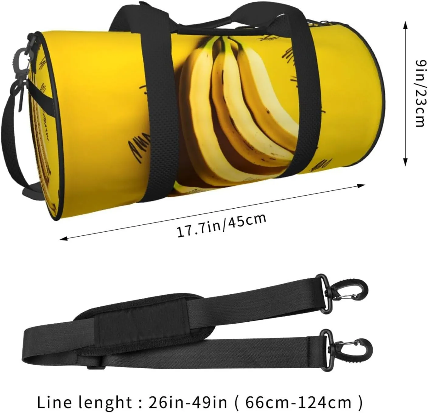 Sports Gym Bag for Women Men Travel Duffel Bag Tote Weekender Bag Carry on Overnight Bag for Travel Swimming Fitness Workout Sports Yellow Banana Duffle Bag