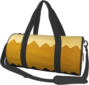 Sports Gym Bag for Women Men Travel Duffel Bag Tote Weekender Bag Mustard Yellow and Black Carry on Overnight Bag for Travel Swimming Fitness Workout Sports Duffle Bag