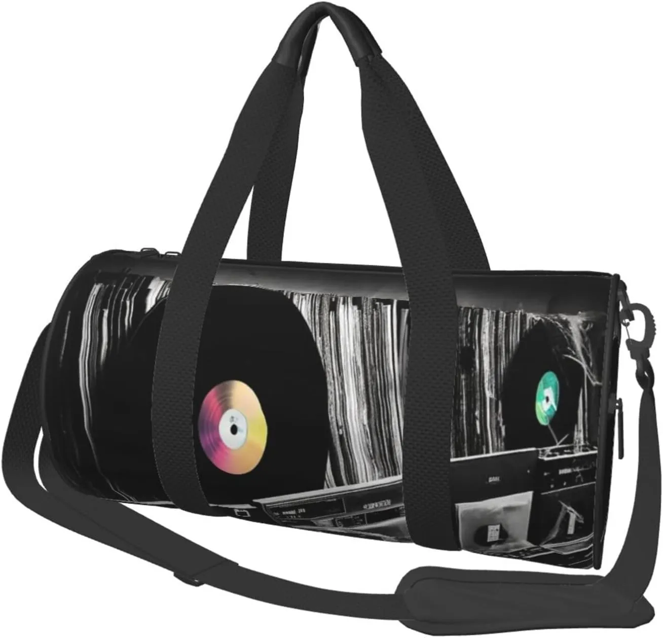 Sports Gym Bag for Women Men Travel Duffel Bag Tote Weekender Bag Vinyl Records Carry on Overnight Bag for Travel Swimming Fitness Workout Sports Duffle Bag