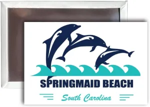 Springmaid Beach South Carolina Beach Souvenir Fridge Magnet Dolphin Design 4 Pack
