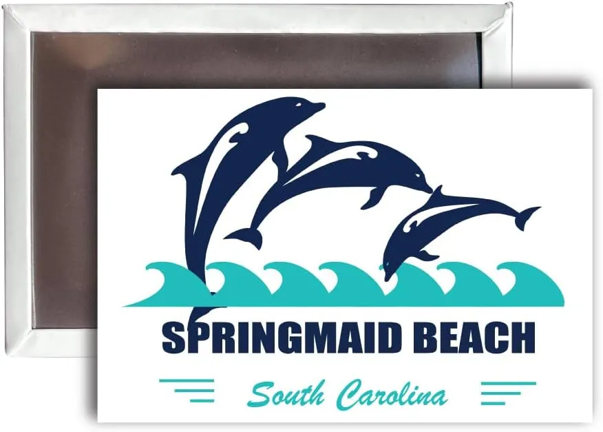 Springmaid Beach South Carolina Beach Souvenir Fridge Magnet Dolphin Design 4 Pack