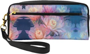 SSIMOO Cactus Floral Bloom Print Travel Makeup Bag For On-The-Go Style For Storing Cosmetics And Beauty Essentials