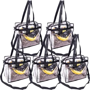 Stadium Approved Vinyl Clear Bag 12x12x6" Transparent Tote with Double Zipper, Adjustable Removable Shoulder Strap