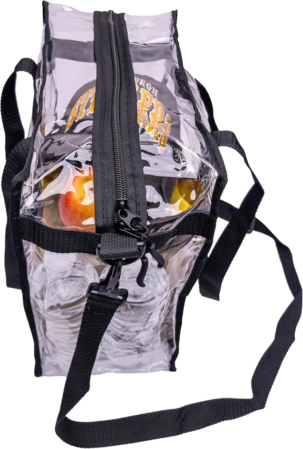 Stadium Approved Vinyl Clear Bag 12x12x6" Transparent Tote with Double Zipper, Adjustable Removable Shoulder Strap