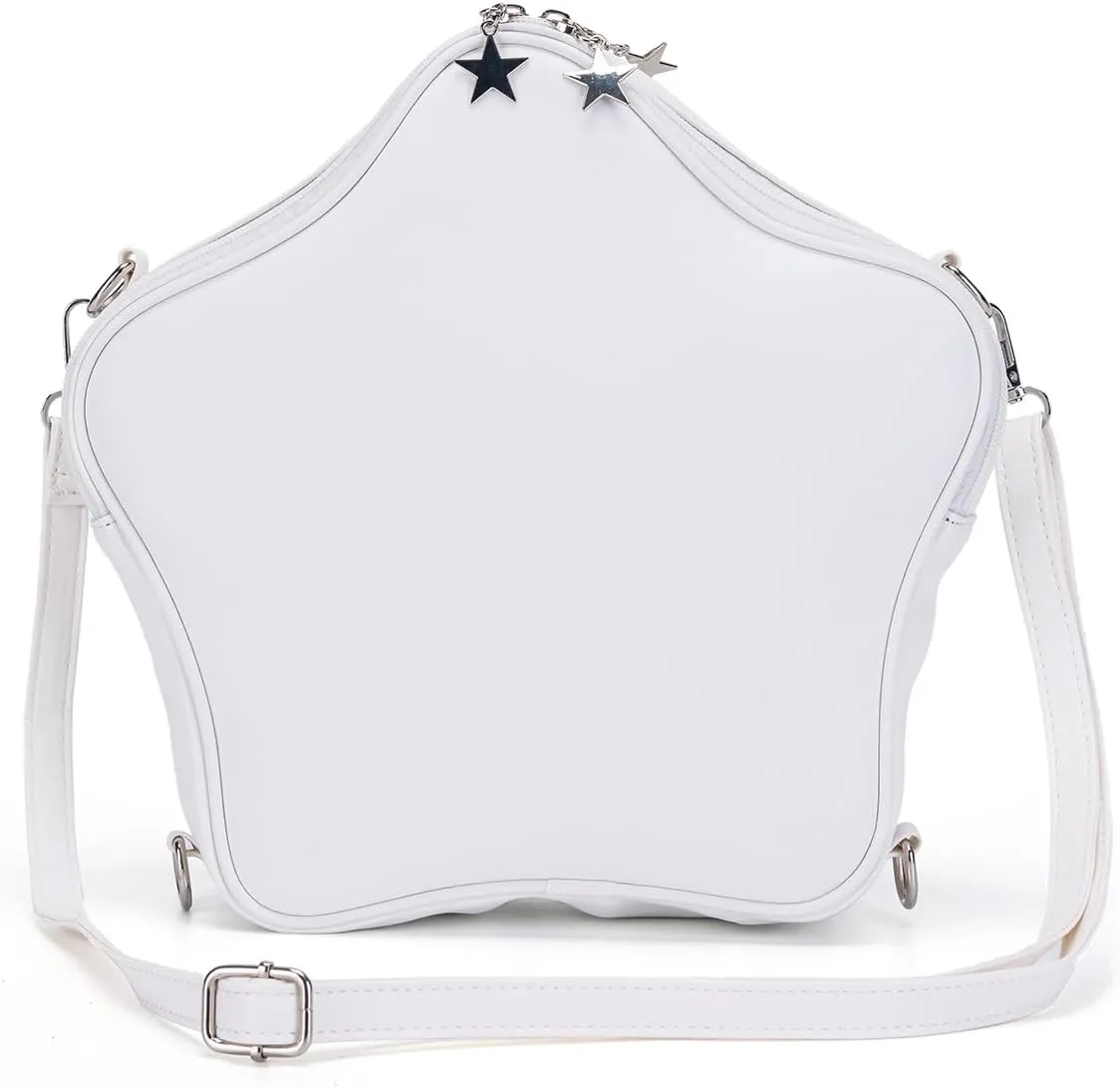 Star-Shaped Ita Bag, Star Purse Pin Backpack PU Cute Aesthetic Y2K Crossbody Purse, Handbag Ita Insert Display (White)