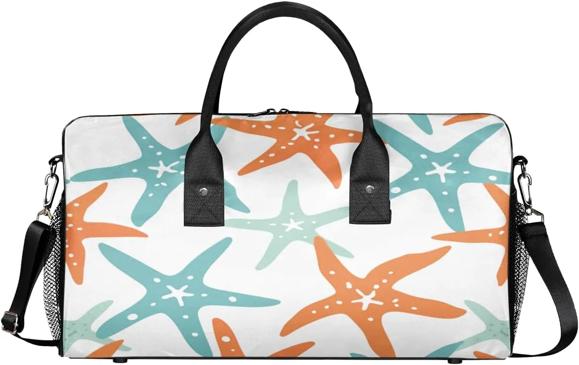 Starfish Travel Duffle Bag for Women Men Foldable Waterproof Weekender Bag Carry on Tote for Overnight Sports Gym Starfish