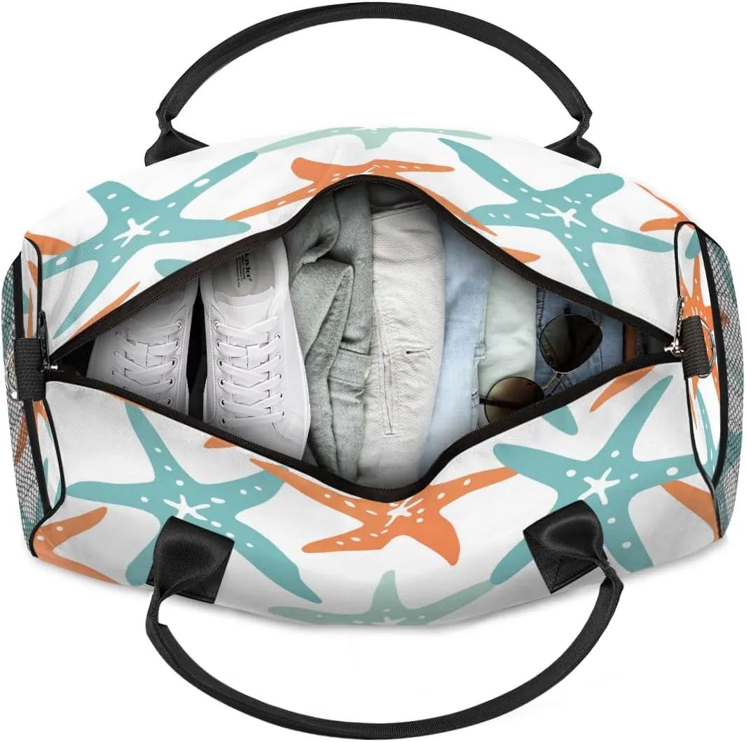 Starfish Travel Duffle Bag for Women Men Foldable Waterproof Weekender Bag Carry on Tote for Overnight Sports Gym Starfish