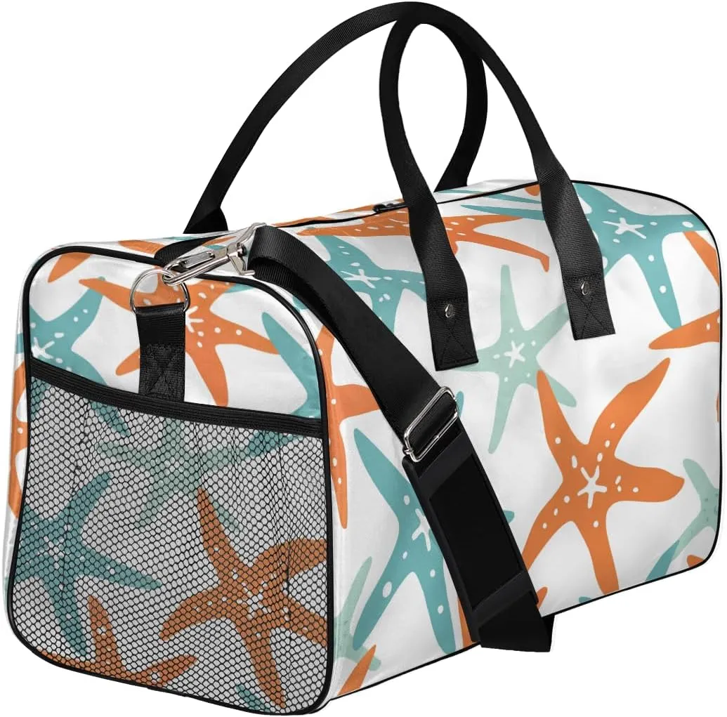 Starfish Travel Duffle Bag for Women Men Foldable Waterproof Weekender Bag Carry on Tote for Overnight Sports Gym Starfish