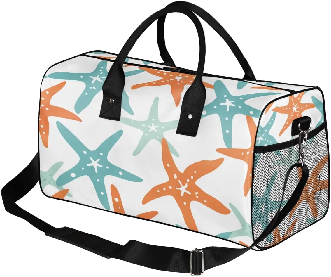 Starfish Travel Duffle Bag for Women Men Foldable Waterproof Weekender Bag Carry on Tote for Overnight Sports Gym Starfish